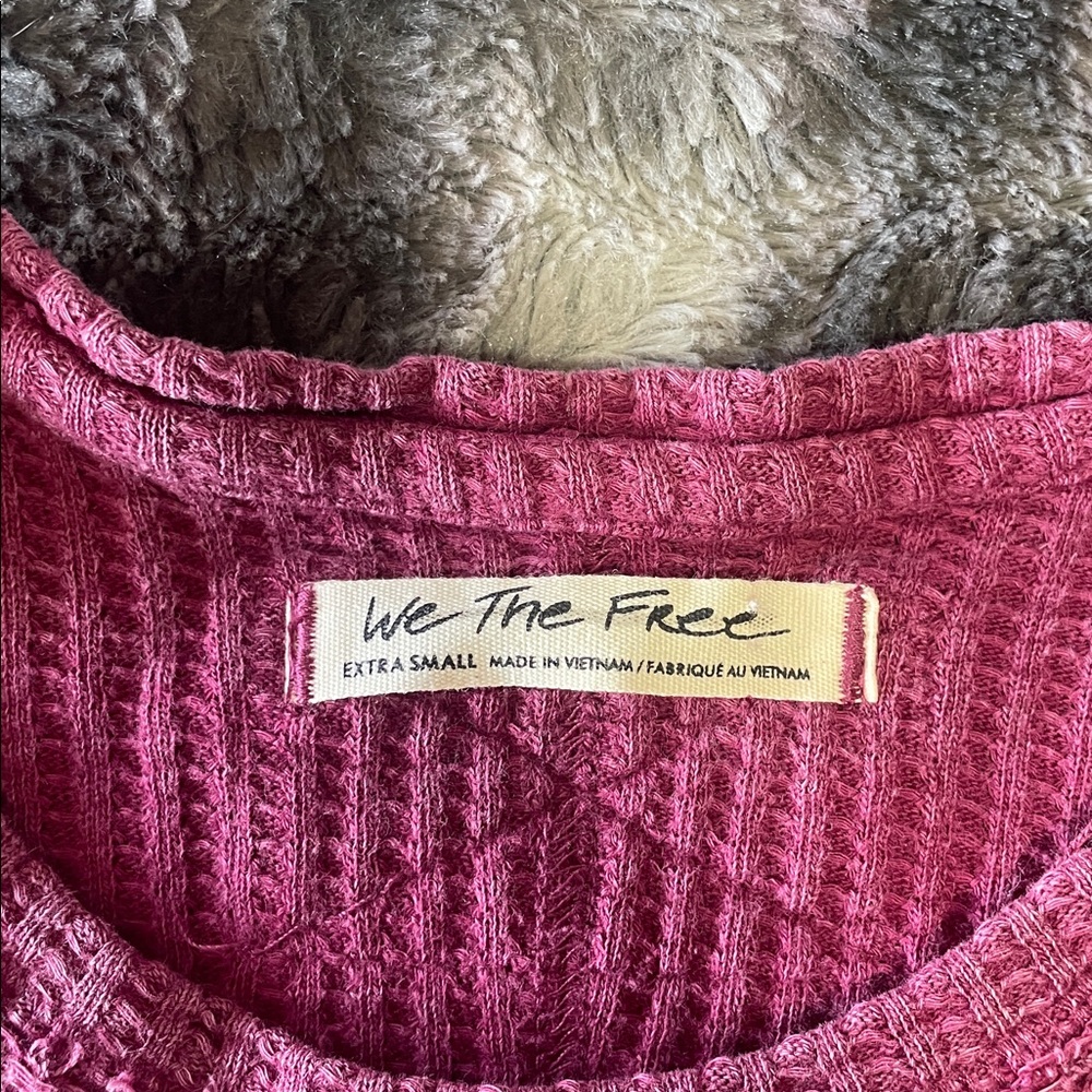 We The Free Raspberry Waffle Knit Top - Picture 2 of 2